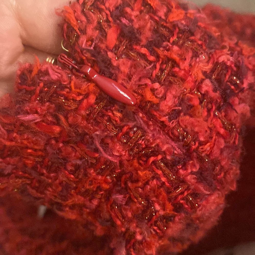 Red Tweed Donna Karan Pencil Skirt - Picture 7 of 8